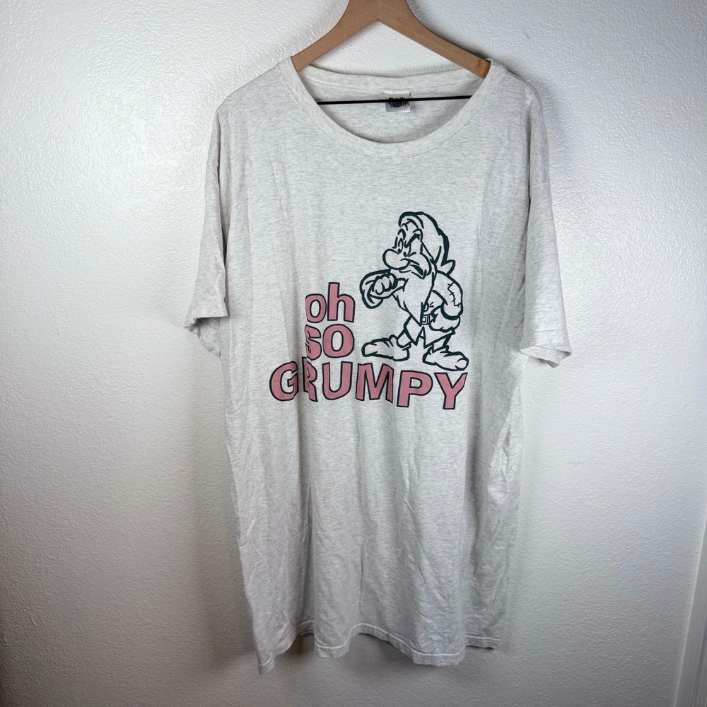Vtg Disney Catalog Oh So Grumpy Dwarf Pajama T-Shirt One Size Gray USA Cotton